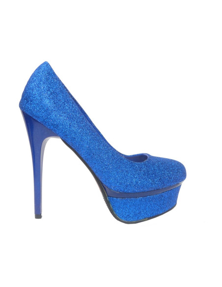 Pantofi cu tocuri cobalt de culoare albastru deschis - 1