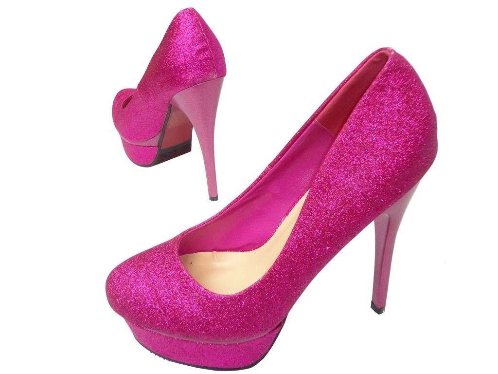 Rozā spīduma platformas stilettos - 5