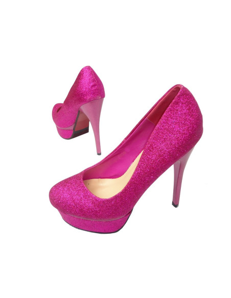 Rozā spīduma platformas stilettos - 5