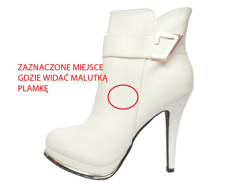 BIAŁE BOTKI SZPILKI Z EKO SKÓRY NA PLATFORMIE