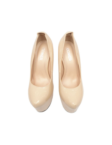 New beige ecru pins lacquered high heels - 2