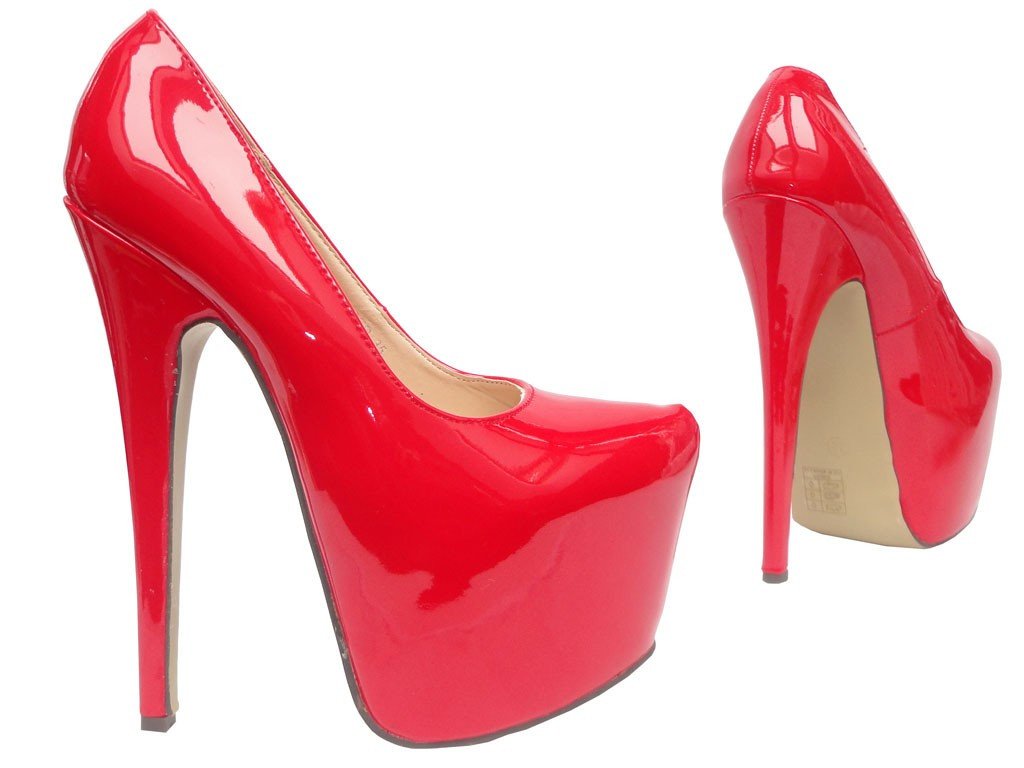JAUNI STILETTOS SARKANI LAKOTI AUGSTPAPĒŽU KURPES - 2