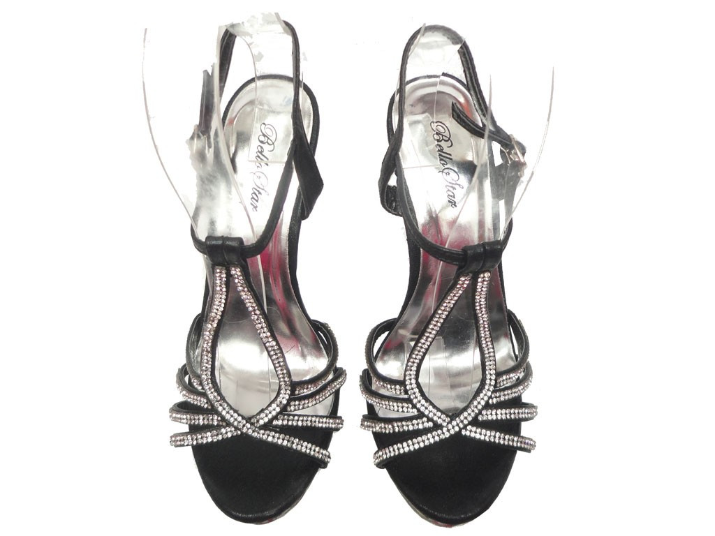 ČERNÉ VYSOKÉ PODPĚTKY S PLATFORMOU ZIRCONIA SANDALS - 5