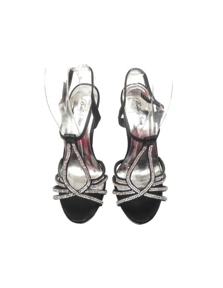 ČERNÉ VYSOKÉ PODPĚTKY S PLATFORMOU ZIRCONIA SANDALS - 5