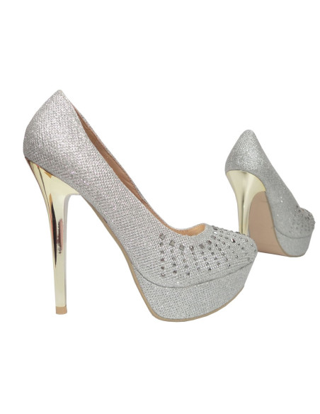 SUDRABA SPĪDUMA PLATFORMAS STILETTOS - 2