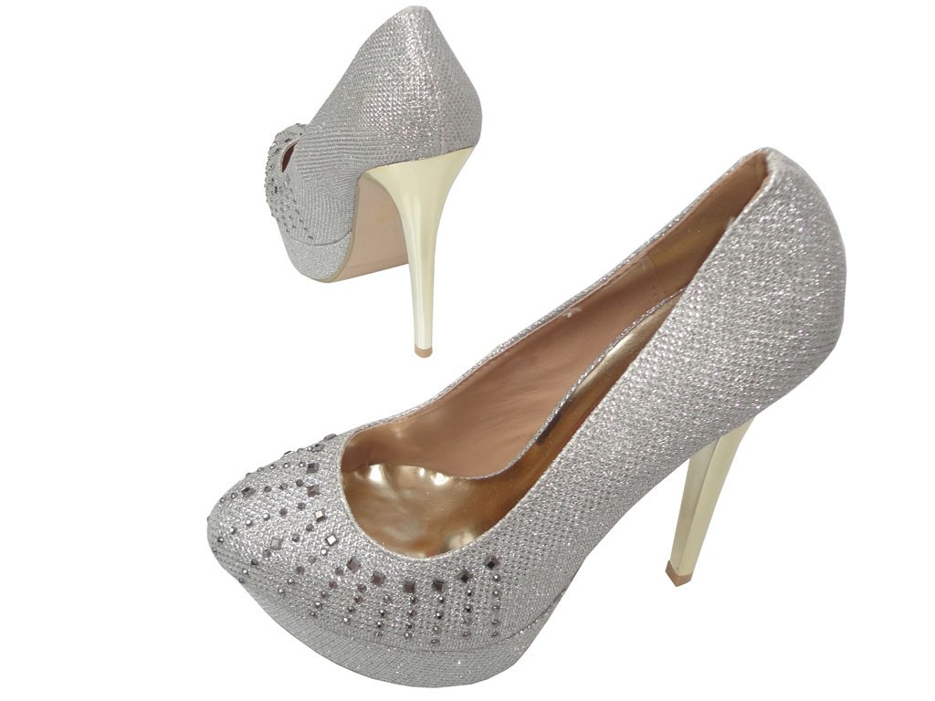 SUDRABA SPĪDUMA PLATFORMAS STILETTOS - 4