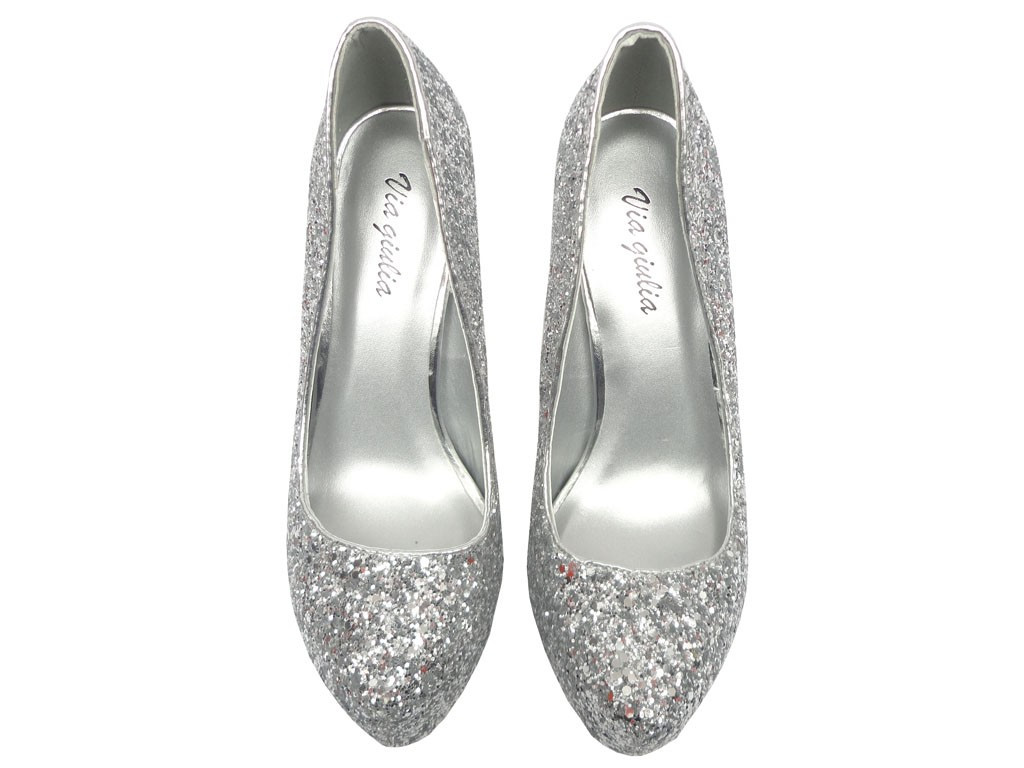 MAGAS EZÜST GLITTER TŰK A PLATFORMON - 5