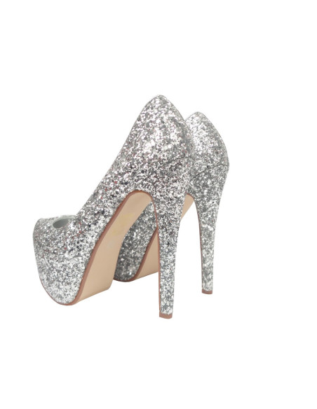 MAGAS EZÜST GLITTER TŰK A PLATFORMON - 3