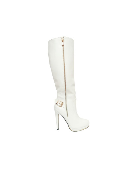 WHITE BOOTS ON THE PLATFORM ECO-FRIENDLY MATT LEATHER - 1