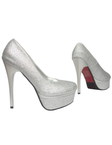 SUDRABA SPĪDUMA PLATFORMAS STILETTOS - 1