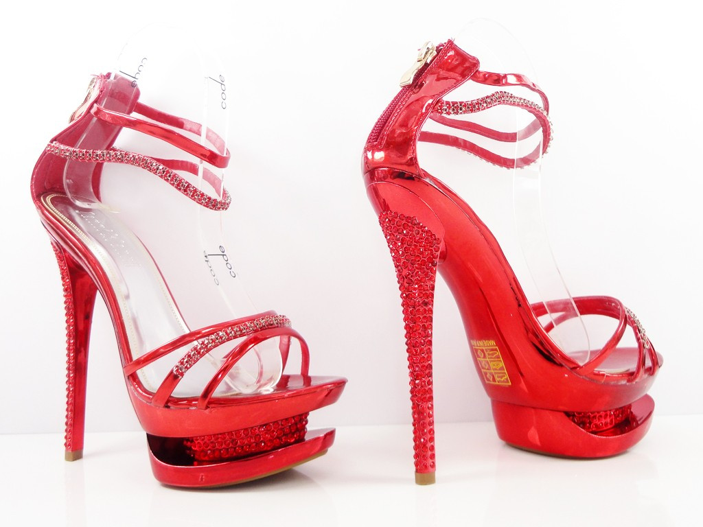 AUGSTAS STILETTO SANDALES AR CIRKONIEM ROSSO - 3