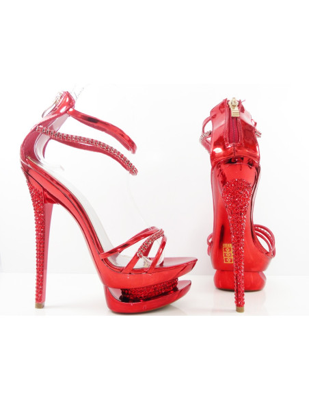 AUGSTAS STILETTO SANDALES AR CIRKONIEM ROSSO - 1