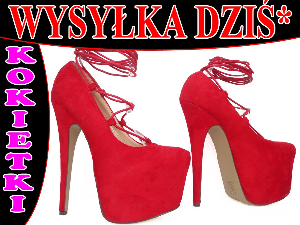 BUTY SARKANI ZAMŠĀDAS STILETTES AR MEŽĢĪNĒM 17CM - 5