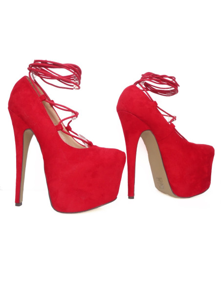 BUTY SARKANI ZAMŠĀDAS STILETTES AR MEŽĢĪNĒM 17CM - 1