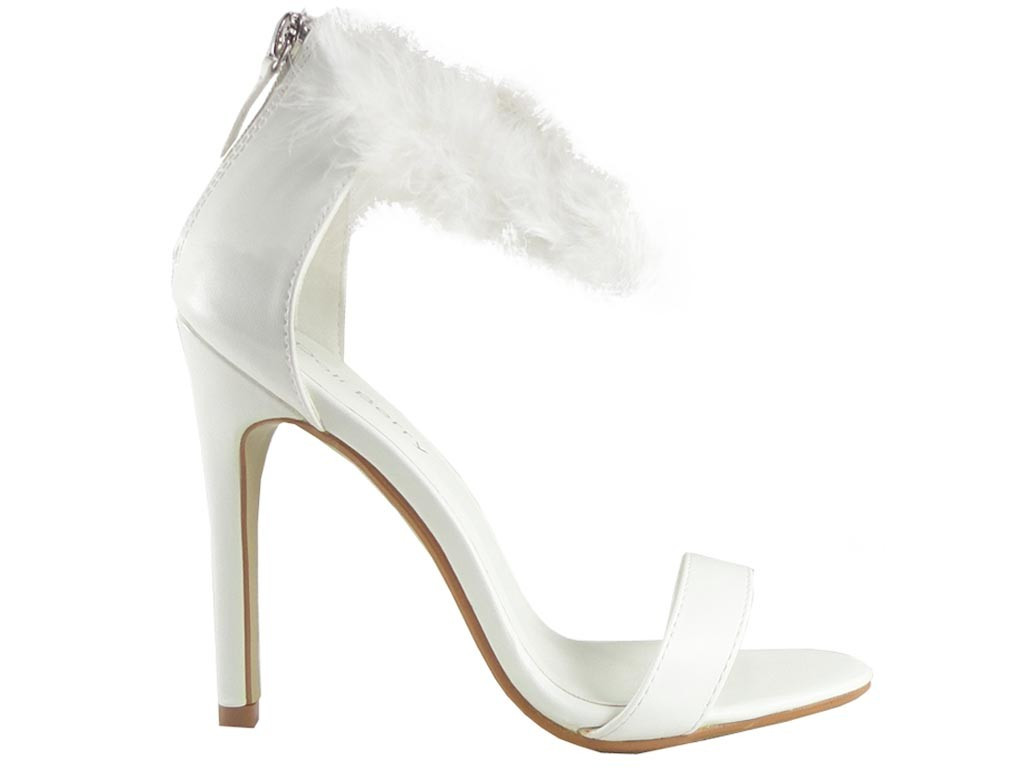 White pins sexy sandals with a can - 1