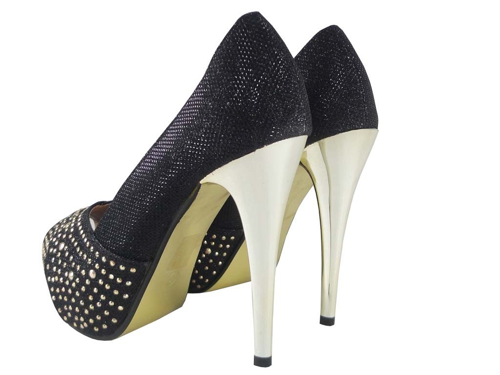Stilettos auf der Plattform pumpen schwarze Nieten - 4