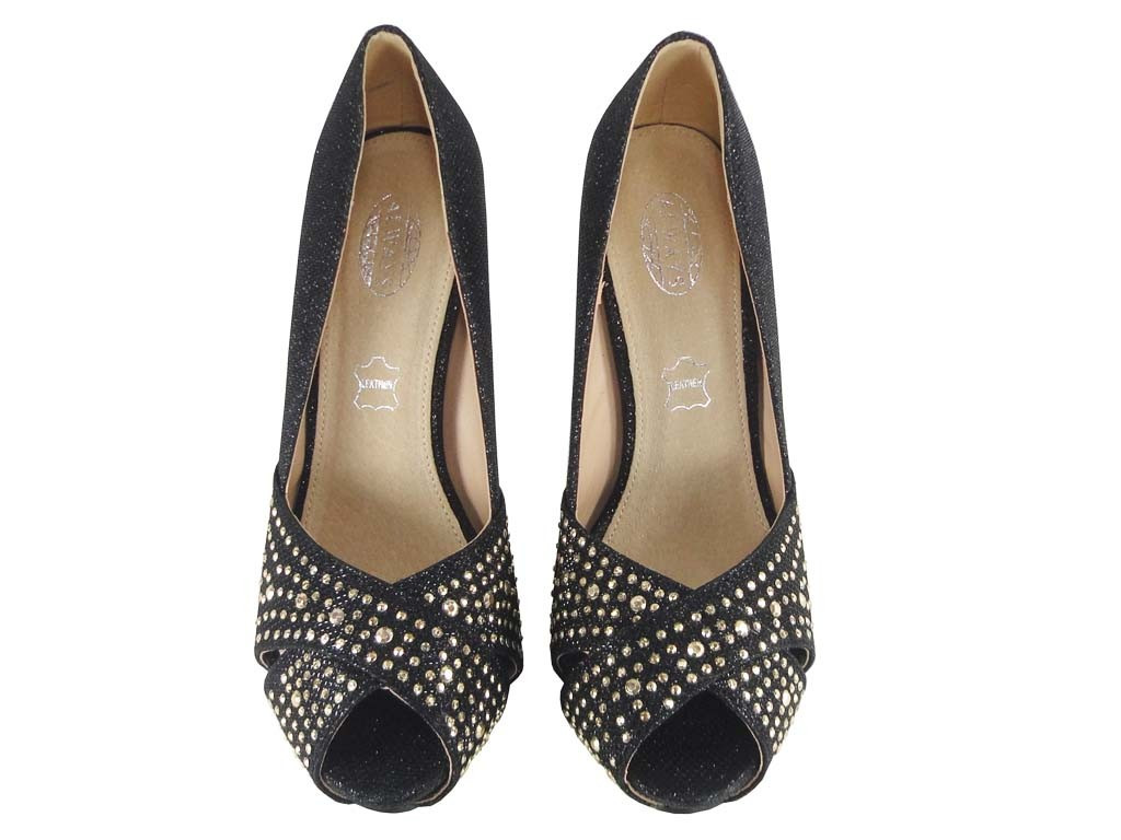 Stilettos na platforme, čierne cvočky - 2