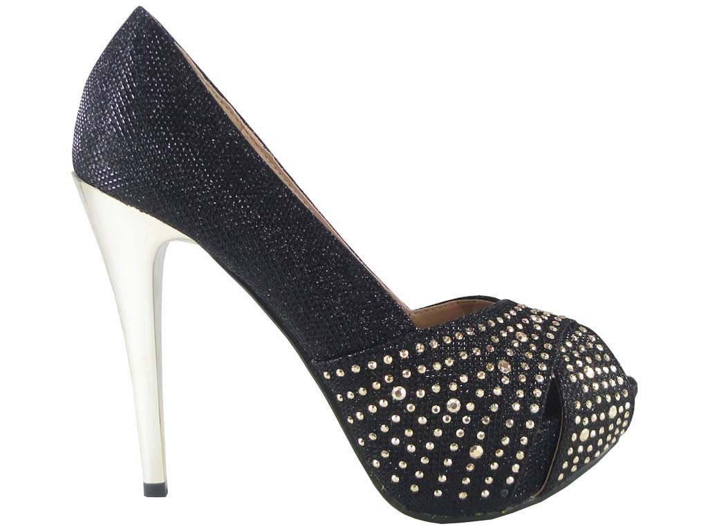 Stilettos auf der Plattform pumpen schwarze Nieten - 1