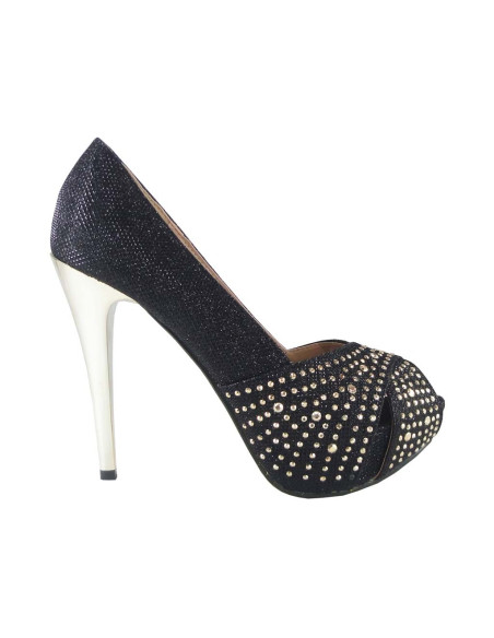 Stilettos na platforme, čierne cvočky - 1