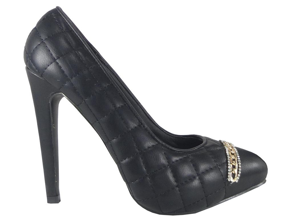 Black pins classic quilted chain - 1