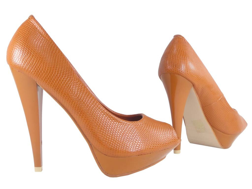 Épingle les chaussures des femmes sur la plate-forme chameau marron - 3