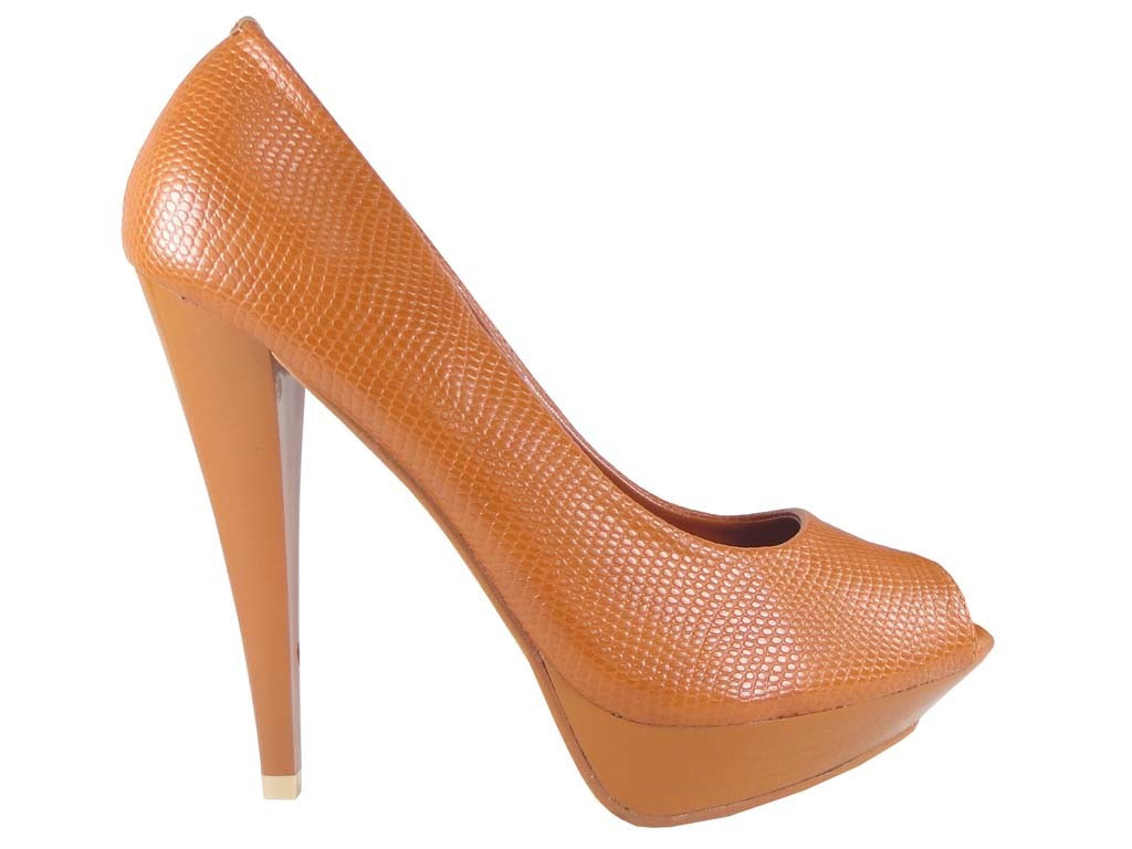 Épingle les chaussures des femmes sur la plate-forme chameau marron - 1