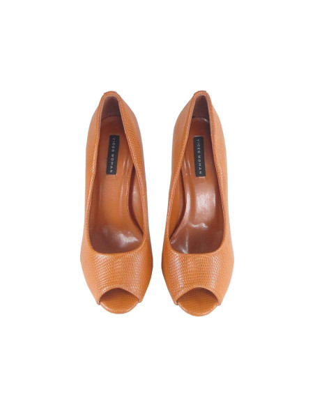 Pins ladies' shoes on the platform brown camel - 2