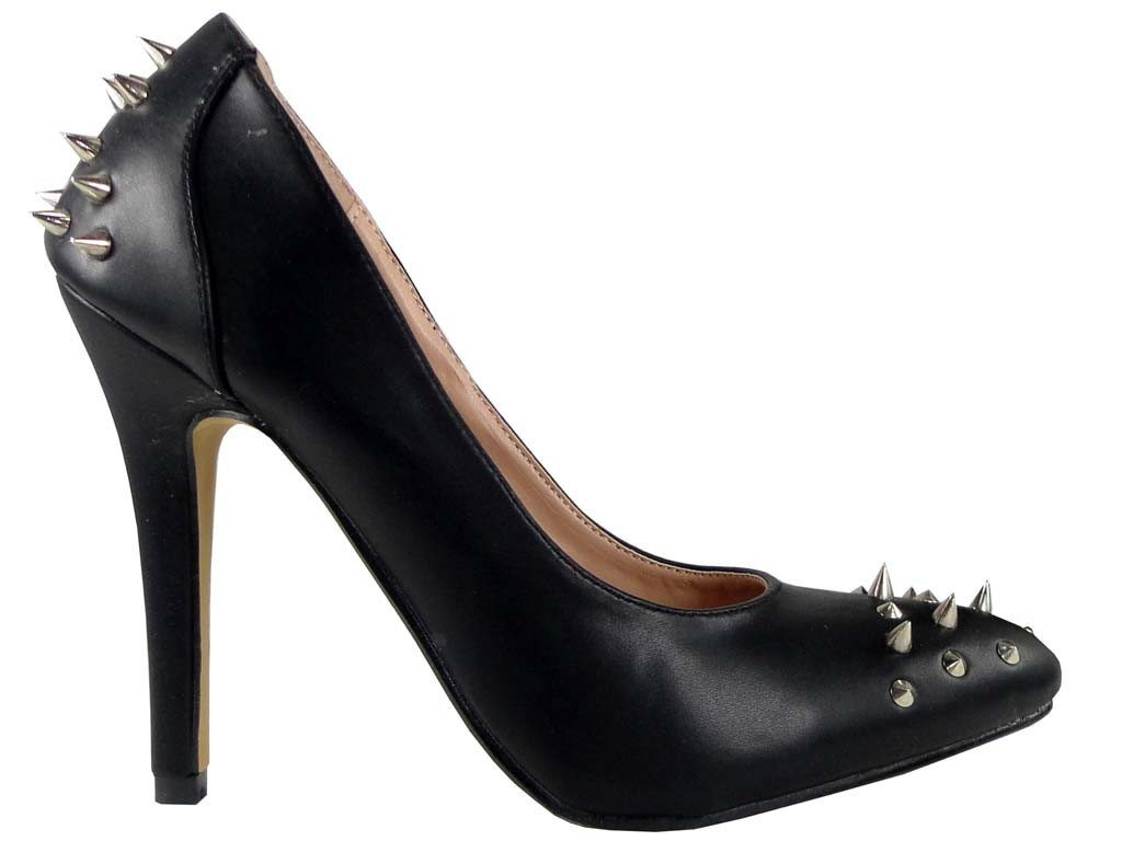 SZPIPINS SCHUHE SCHWARZE MATTE SCHUHELKI KLASYCZNE CZARNE MATOWE SZPIC KOLCE - 1