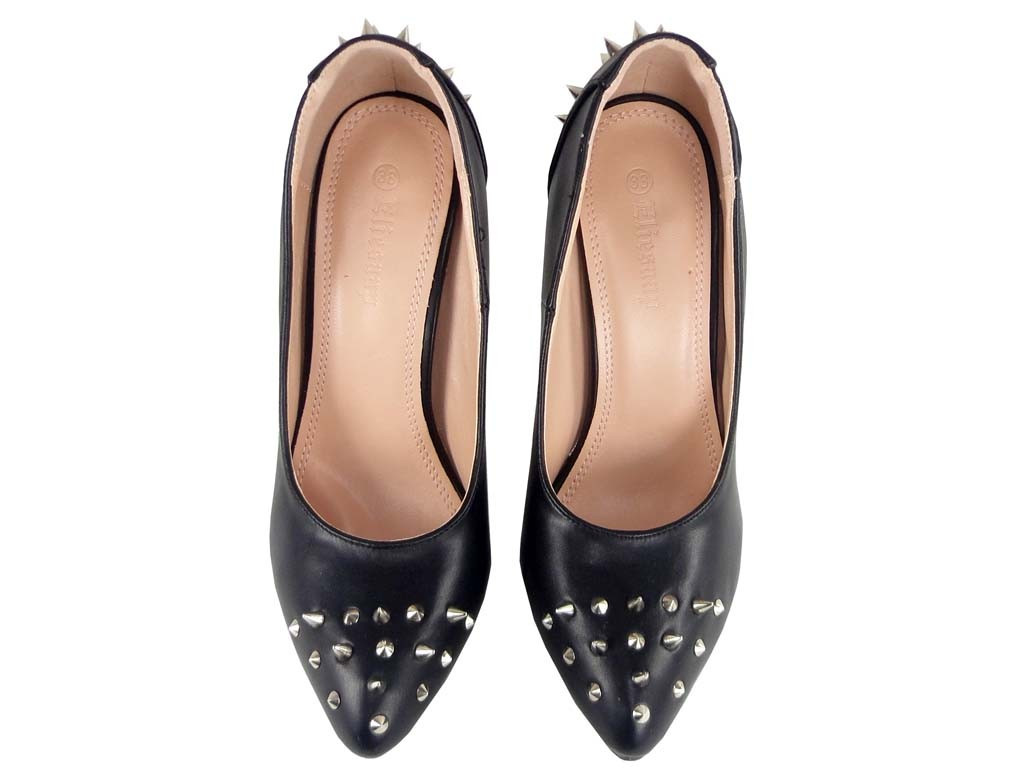 SZPIPINS SCHUHE SCHWARZE MATTE SCHUHELKI KLASYCZNE CZARNE MATOWE SZPIC KOLCE - 4