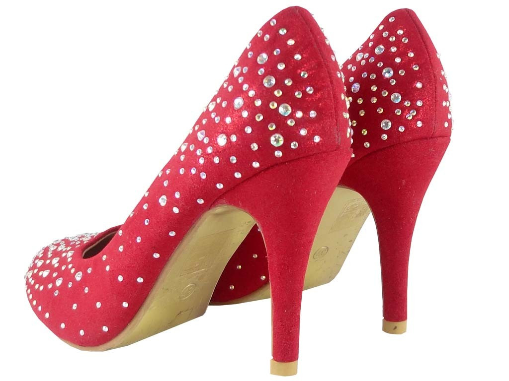 Sarkani zemie stilettos ar cirkoniem - 4