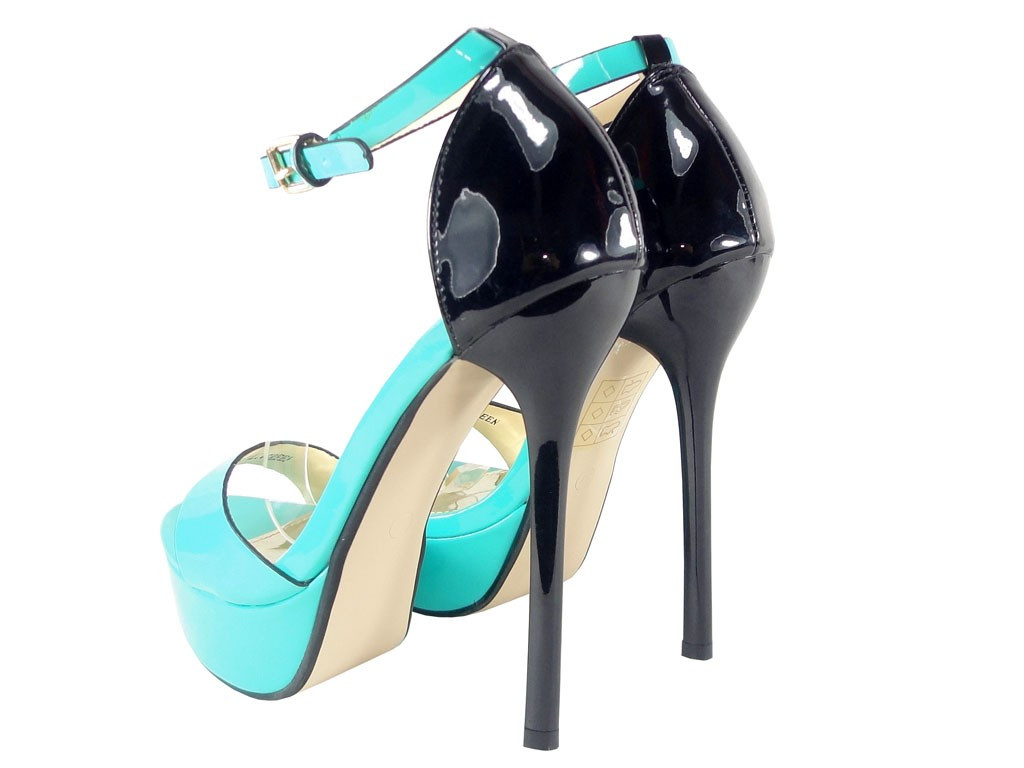 Piparmētru zaļas sandales ar stiletto platformu - 4