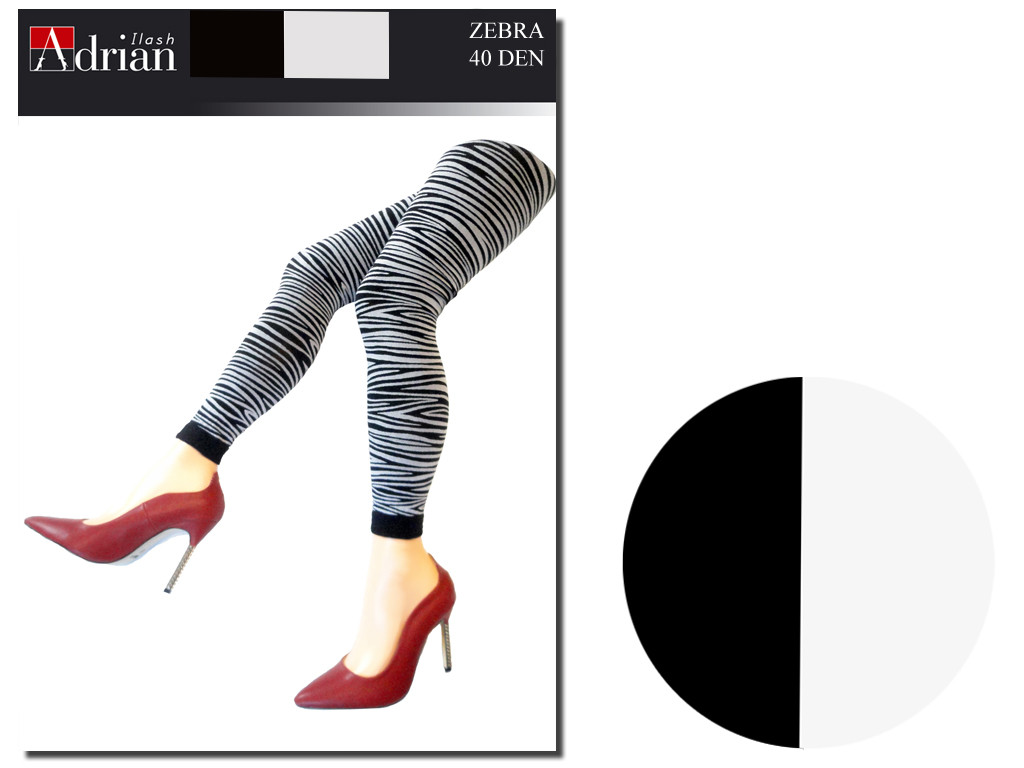 LEGGINSY GETRY ZEBRA CZARNO BIAŁA 40 DEN