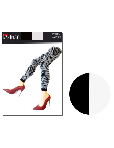 LEGGINSY GETRY ZEBRA CZARNO BIAŁA 40 DEN - 4