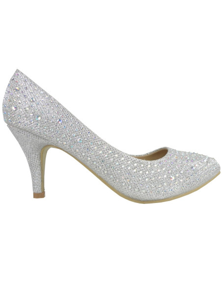 SIDABRINĖS ŽEMOS STILETTO BASUTĖS SU CIRKONAIS - 1