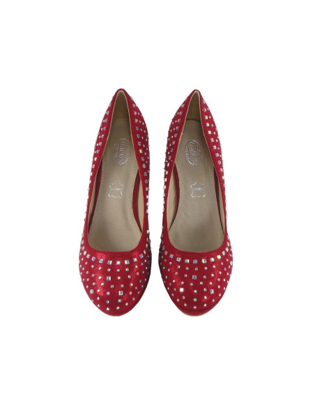 Niedrige dunkelrote Stilettos Strasssteine - 2