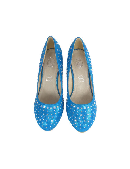 Blau blaue High Heels auf Plattform - 2