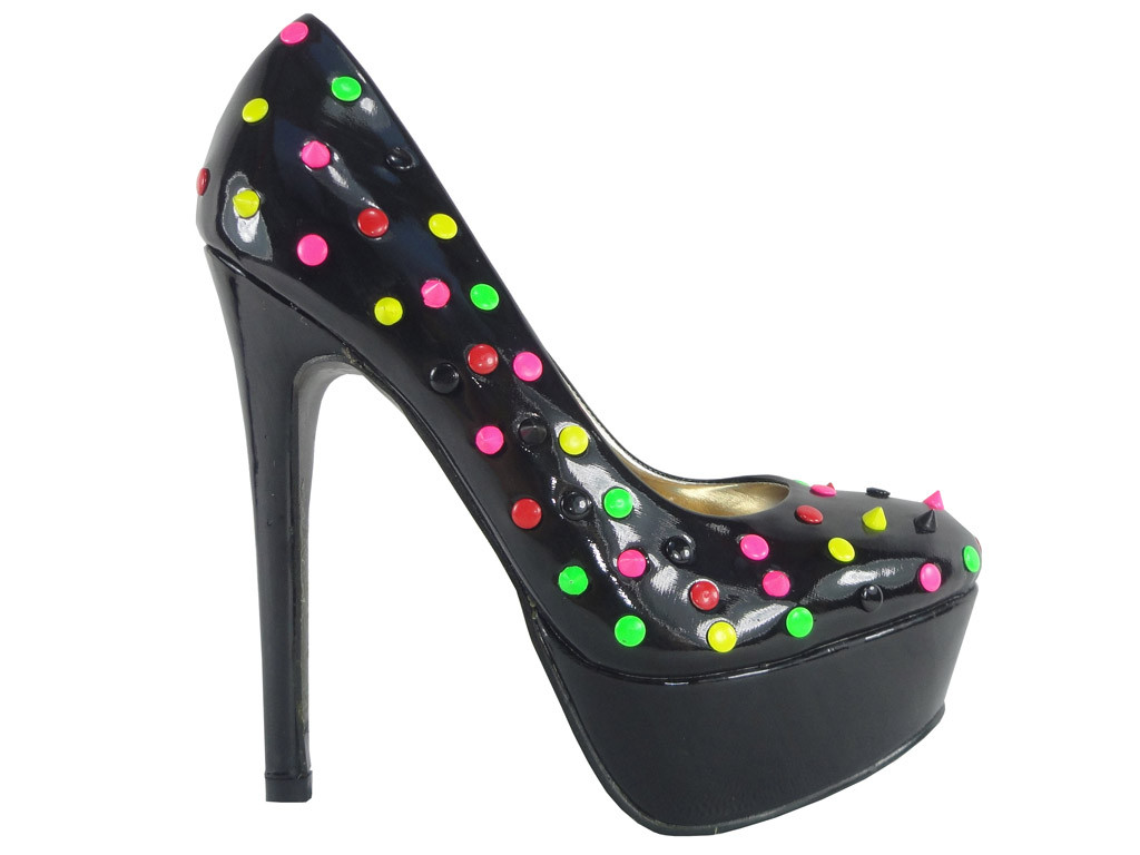 PINS BOOTS NEON PEAS BLACK SPIKES - 1