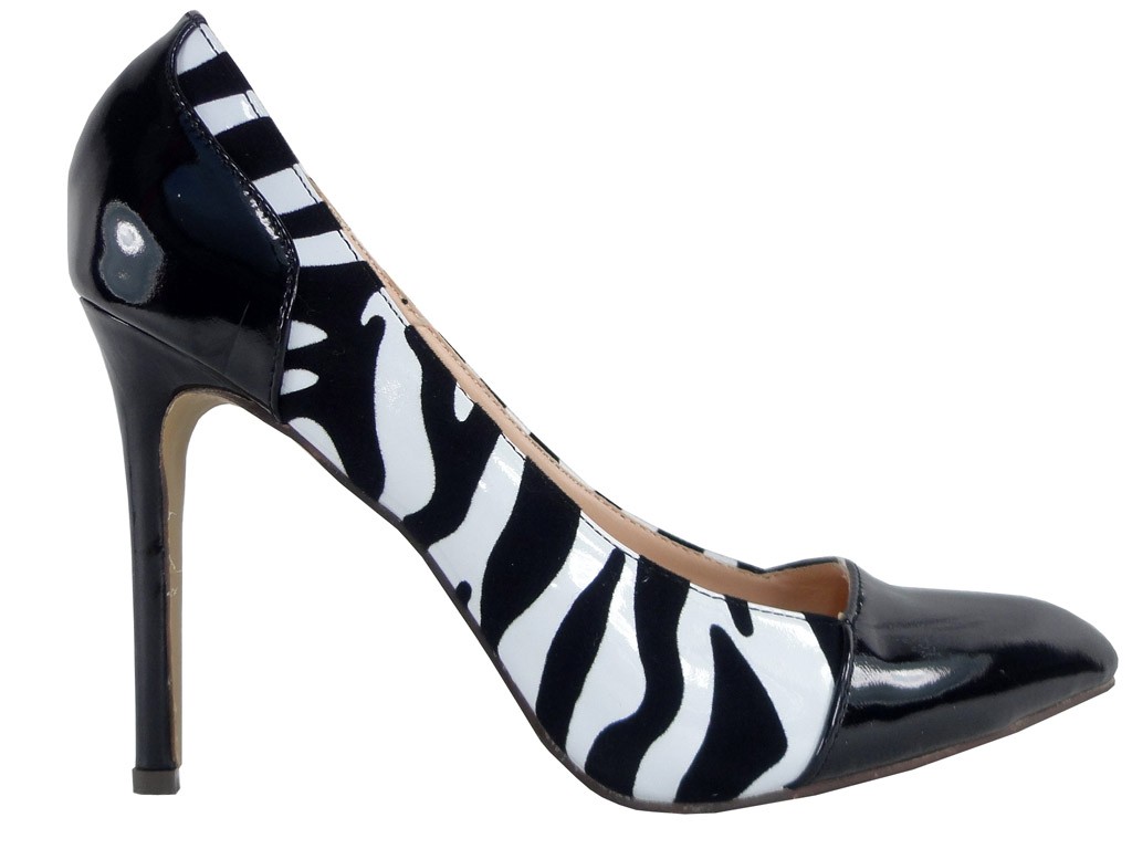 Zebry zebreki zebra buty szpilki lakierki - 1