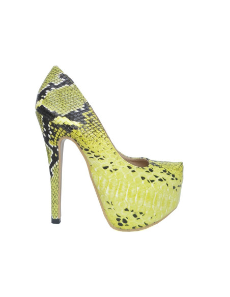 WYSOKIE BUTY SZPILKI PLATFORMA ŻÓŁTE SNAKE