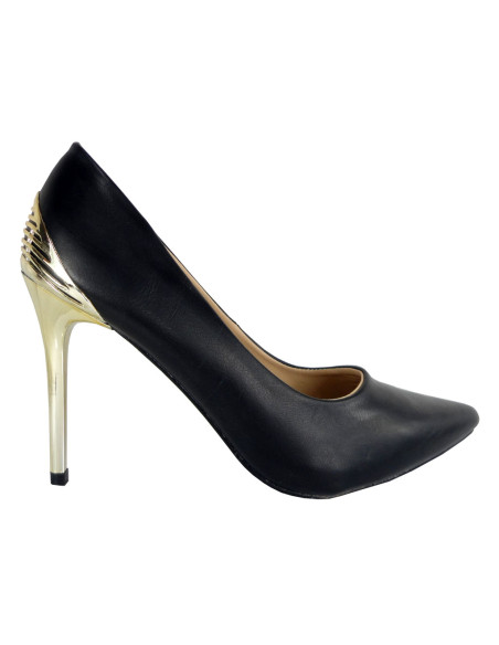 Pantofi cu toc clasic negru mat - 1