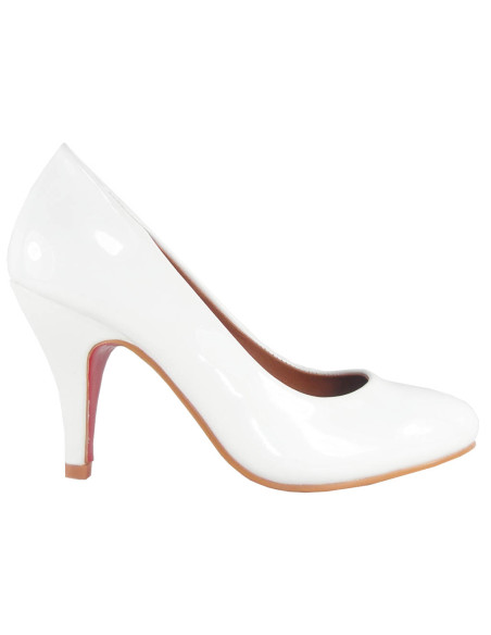 BIAŁE KLASYCZNE SZPILKI ŚLUBNE LAKIERKI