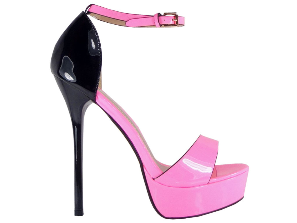 	SZPILKI WYSOKIE PINK RÓŻOWE LAKIERKI NEONOWE