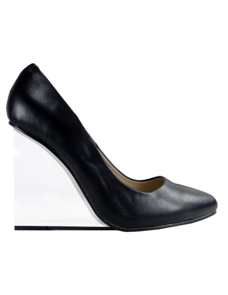 Stilettos, priehľadný podpätok a čierne lodičky - 1