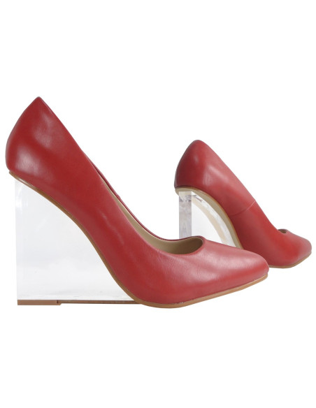 Stilettos, tmavě červené lodičky, skleněný podpatek - 3
