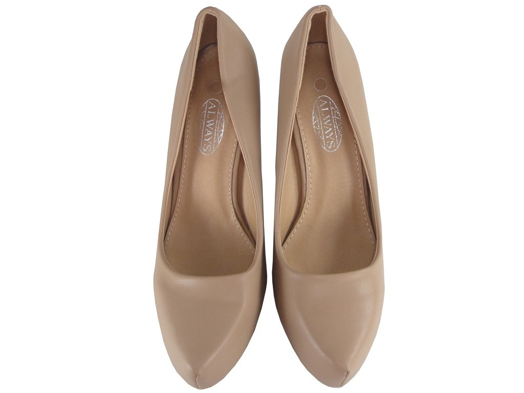 Navette à talons mats avec épingles beiges - 2