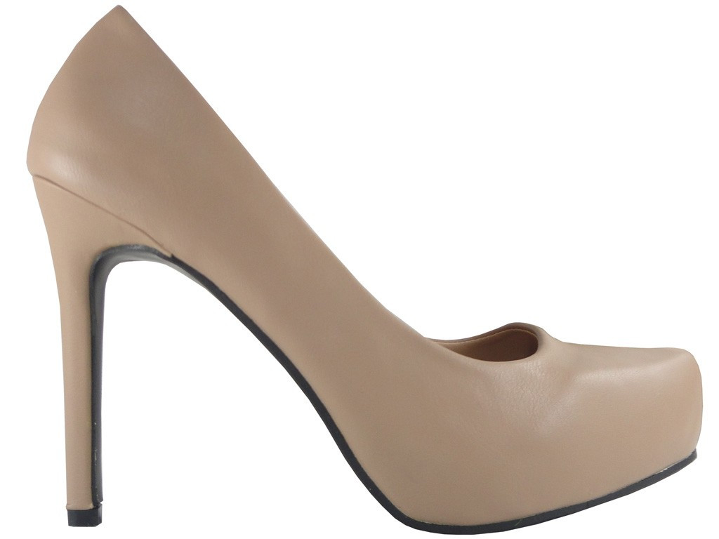 Stilettos bézs matt magas sarkú szivattyúk - 1