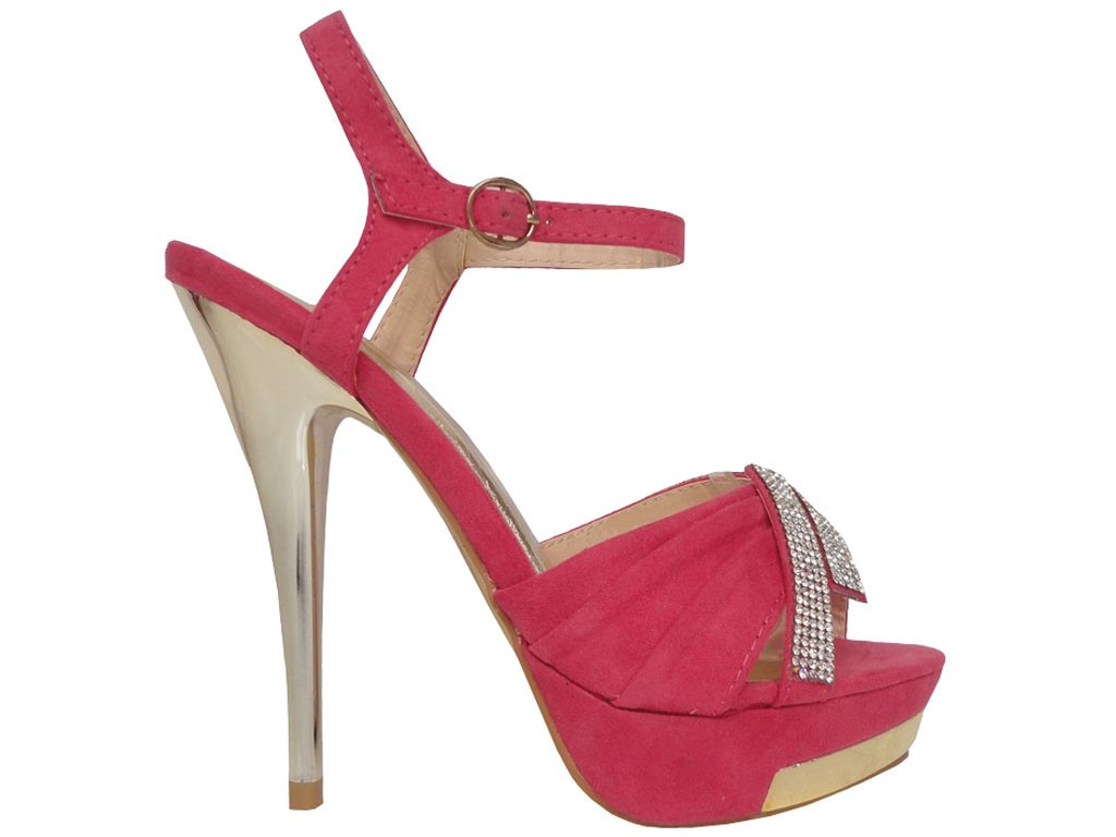 ROSAROTE ZIRKONIA-SANDALEN AUF STIFTEN - 1