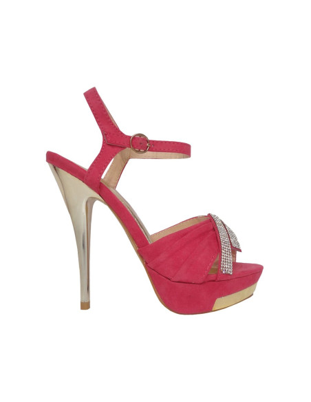 STILETTO SANDALES ROZĀ KRĀSĀ AR CIRKONIEM - 1