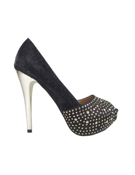 Melni platformas stilettos ar brokāta spraudņiem - 1