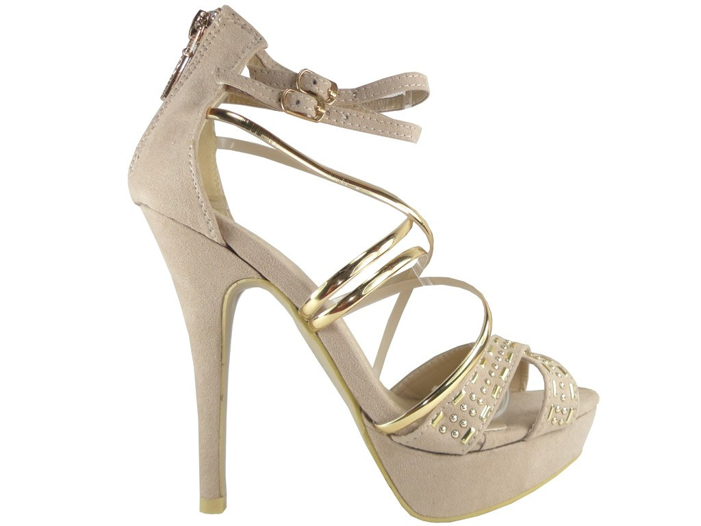 SANDALES AR STILETTO PAPĒŽIEM SMILŠKRĀSAS KRĀSĀ BUTY - 1